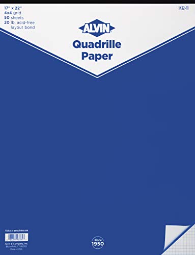 Product Cover Alvin, Quadrille Paper, Graph and Drafting, 4x4 Grid, 17 x 22 Inches -  50 Sheets