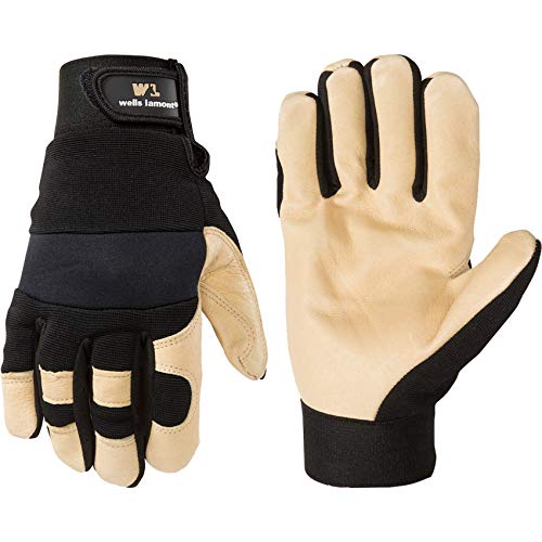 Product Cover Men's Hi-Dexterity Leather Work Gloves, Ultra Comfort, Stretch Fit, Extra Large (Wells Lamont 3214XL)