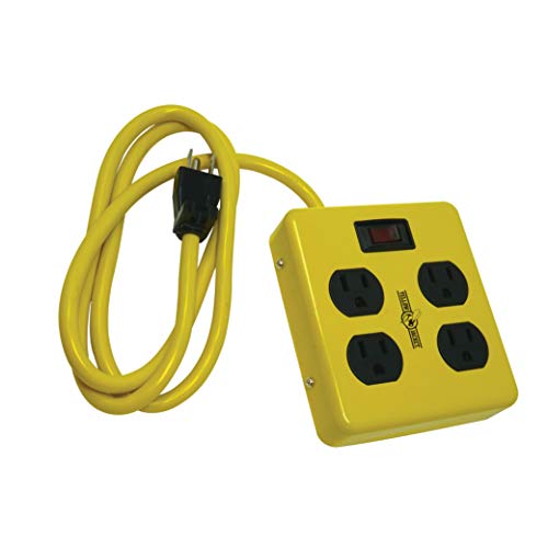 Product Cover Yellow Jacket 2177N Metal Power Block with 4 Outlets and Lighted Switch, 4-foot Cord