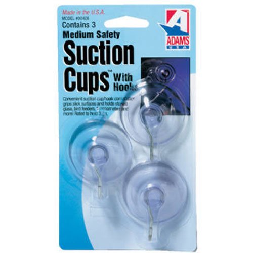 Product Cover Adams Manufacturing 6500-74-3040 1-3/4-Inch Suction Cup Hook, Medium, 3-Pack