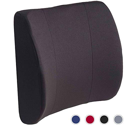 Product Cover DMI Lumbar Support Pillow for Office or Kitchen Chair, Car Seat or Wheelchair comes with Removable Washable Cover and Firm Insert to Ease Lower Back Pain and Discomfort while Improving Posture, Black