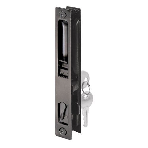Product Cover Prime-Line C 1033 Sliding Glass Door Handle Set, 6-5/8 in., Diecast, Black, Hook Style, Flush Mount, Keyed, Non-Handed