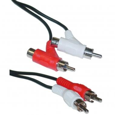 Product Cover RCA Audio Piggyback Cable, 2 RCA Male to 2 RCA Male + RCA Female Piggyback, 6 foot
