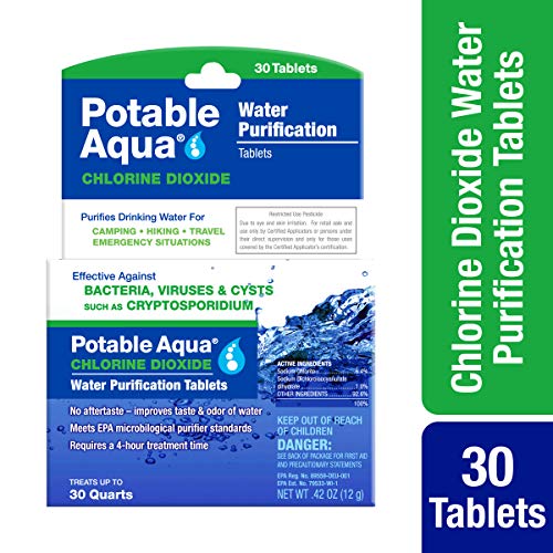 Product Cover Potable Aqua Chlorine Dioxide Water Purification Tablets - 30 Count