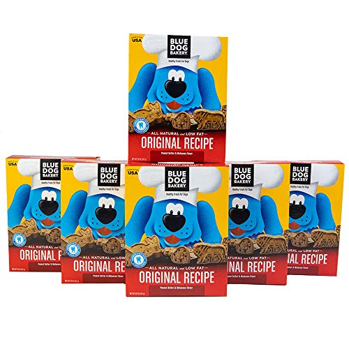 Product Cover Blue Dog Bakery Natural Dog Treats, Original, 20oz Pack of 6, Peanut Butter & Molasses Flavor