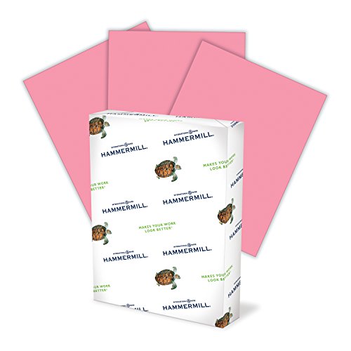 Product Cover Hammermill Colored Paper, Cherry Printer Paper, 20lb, 8.5x11 Paper, Letter Size, 500 Sheets / 1 Ream, Pastel Paper, Colorful Paper (102210R)