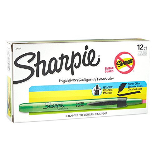 Product Cover Sharpie 28026 Accent Pen-Style Retractable Highlighter, Fluorescent Green, 12-Pack