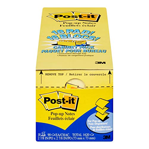 Product Cover Post-it Pop-up Notes, America's #1 Favorite Sticky Note, 3 x 3-Inches, Canary Yellow, 18-Pads/Cabinet Pack