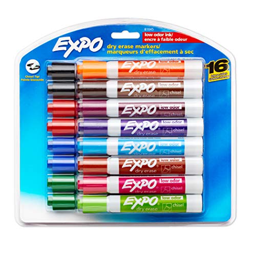 Product Cover EXPO Low Odor Dry Erase Markers, Chisel Tip, Assorted, 16 Count