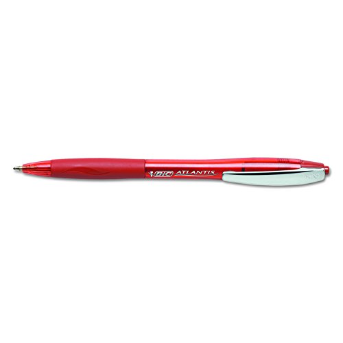 Product Cover BIC Atlantis Original Retractable Ball Pen, Medium Point (1.0 mm), Red, 12-Count - VCG11-RED