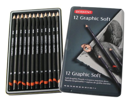Product Cover Derwent Graphic Drawing Pencils, Soft, Metal Tin, 12 Count (34215)
