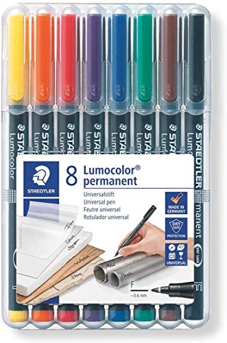 Product Cover Staedtler Lumocolor Universal Pen, Fine, Felt Tip, Permanent Marker, Box of 8 Assorted Color Pens, 0.6mm 318 WP8