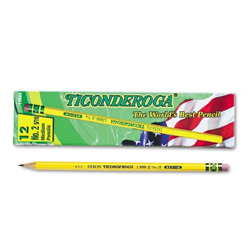 Product Cover Ticonderoga Cedar Yellow Wood Pencils, 2-1/2/F Medium Lead, Dozen DIX13885