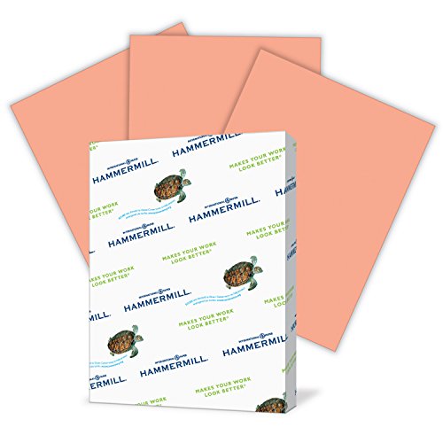 Product Cover Hammermill Salmon Colored 20lb Copy Paper, 8.5x11, 1 Ream, 500 Total Sheets, Made in USA, Sustainably Sourced From American Family Tree Farms, Acid Free, Pastel Printer Paper, 103119R