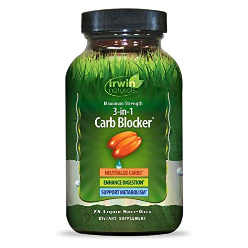 Product Cover Irwin Naturals Maximum Strength 3-in-1 Carb Blocker - Neutralize Carbohydrates and Support Metabolism - 75 Liquid Softgels
