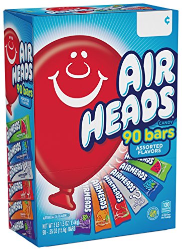 Product Cover Airheads Candy Bars, Variety Halloween Bulk Box, Chewy Full Size Fruit Taffy, Back to School for Kids, Non Melting, Party 90 Count (Packaging May Vary)