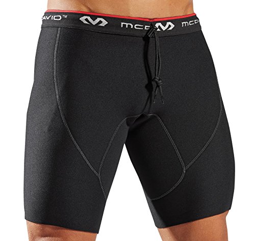 Product Cover McDavid Thermal and Compression Therapy Short for Thigh, hamstrings, Glutes, and Groin Support and Weight Trimming, Black, L