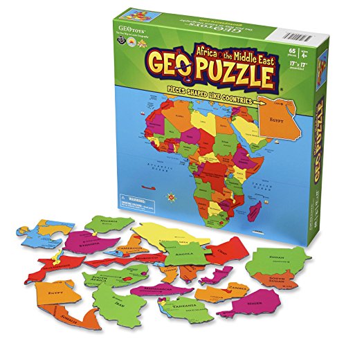 Product Cover GeoToys - GeoPuzzle Africa and the Middle East - Educational Kid Toys for Boys and Girls, 65 Piece Geography Jigsaw Puzzle, Jumbo Size Kids Puzzle - Ages 4 and up