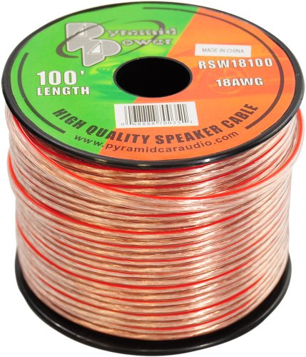 Product Cover 100ft 18 Gauge Speaker Wire - Copper Cable in Spool for Connecting Audio Stereo to Amplifier, Surround Sound System, TV Home Theater and Car Stereo - RSW18100