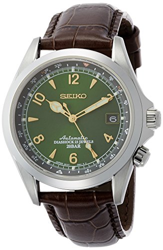 Product Cover Seiko Men's Stainless Steel Japanese-Automatic Watch with Leather Calfskin Strap, Brown, 20 (Model: SARB017)
