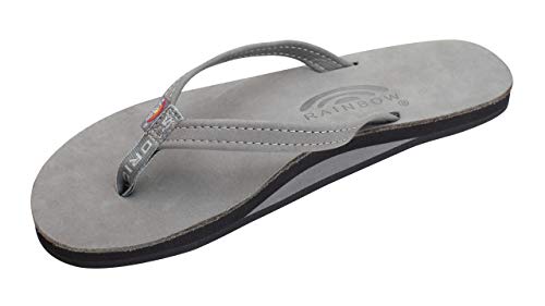 Product Cover Rainbow Sandals Women's Single Layer Premier Leather Narrow Strap, Grey, Ladies Large / 7.5-8.5 B(M) US