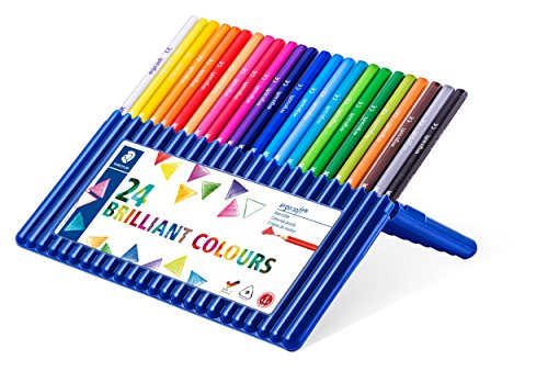 Product Cover Staedtler Ergosoft Colored Pencils, Set of 24 Colors in Stand-up Easel Case (157SB24)