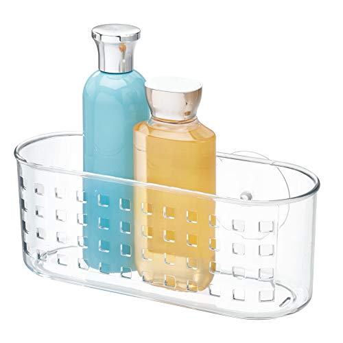Product Cover iDesign Plastic Suction Bathroom Shower Caddy Basket for Shampoo, Conditioner, Soap, Creams, Towels, Razors, Loofahs, Clear