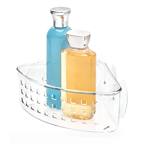 Product Cover iDesign Plastic Bathroom Suction Holder, Shower Organizer Corner Basket for Sponges, Scrubbers, Soap, Shampoo, Conditioner, 9