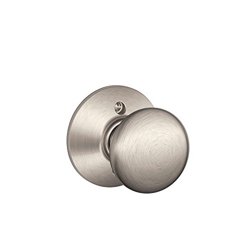 Product Cover Schlage Lock Company Plymouth Knob Non-Turning Lock, Satin Nickel (F170 PLY 619)