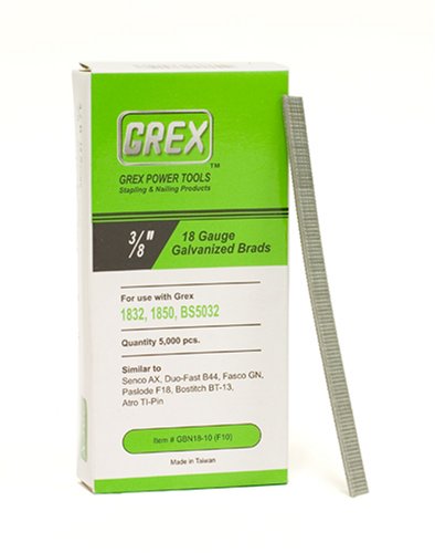 Product Cover GREX GBN18-10 18 Gauge 3/8-Inch Length Galvanized Brad Nails (5,000 per box)