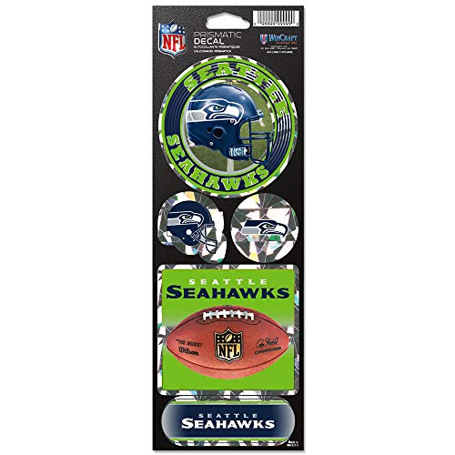 Product Cover WinCraft NFL Seattle Seahawks 4x11 Die Cut Prismatic Decal, Team Colors, One Size