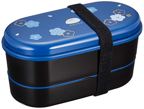 Product Cover Skater KSX2-Blue3680 Japanese 2-Tier Bento Lunch Box with Belt, Bag Chopsticks