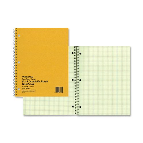 Product Cover NATIONAL Brand Brown Board Cover Notebook, Quad, 1-Subject, Green Paper, 11 x 8.5