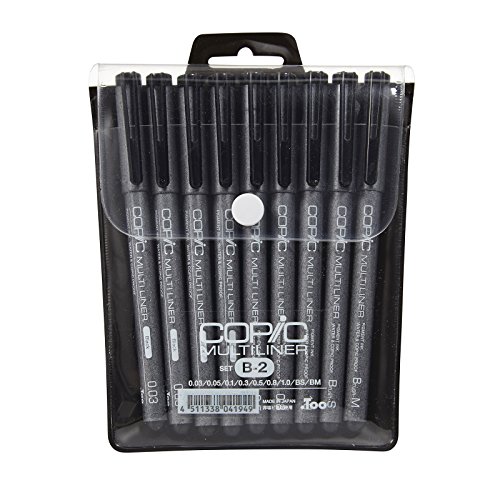 Product Cover Copic Markers 9-Piece Multiliner Inking Pen Set B-2, Black (MLB2)