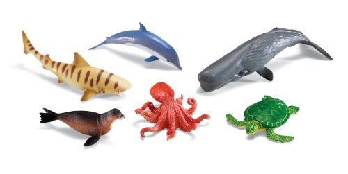 Product Cover Learning Resources Jumbo Ocean Animals I Octopus, Whale, Shark, Sea Turtle, Seal, and Dolphin, 6 Animals