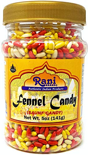 Product Cover Rani Sugar Coated Fennel Candy 5oz (141g) PET Jar ~ Indian After Meal Digestive Treat | Vegan