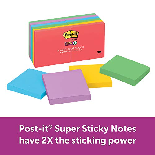 Product Cover Post-it Super Sticky Notes, 2x Sticking Power, 3 in x 3 in, Marrakesh Collection, 12 Pads/Pack (654-12SSAN)