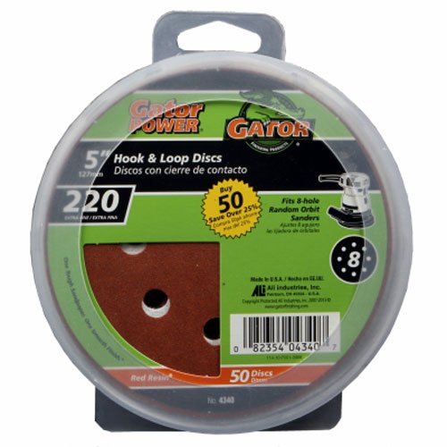Product Cover ALI INDUSTRIES 4340 8 Hole Hook and Loop 220 25 CT Grit Disc, 5-Inch, 50-Pack, 5