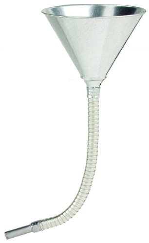 Product Cover Plews & Edelmann LubriMatic 75-007 Galvanized Metal Utility Grade Funnel with Flex Tip and Screen - Use for Engine Oil, Transmission, Power Steering, Radiator Fluids, 1 Quart Capacity