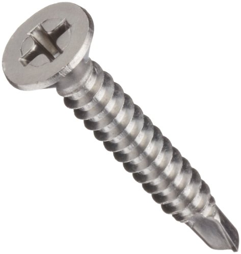 Product Cover Stainless Steel Sheet Metal Screw, Plain Finish, Flat Head, Phillips Drive, Self-Drilling Point, 3/4