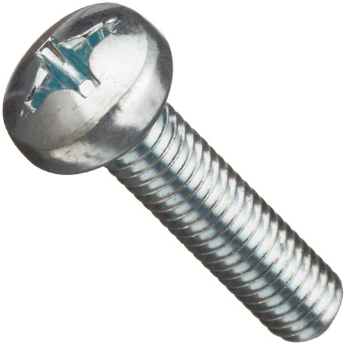 Product Cover Steel Machine Screw, Zinc Plated Finish, Pan Head, Phillips Drive, 8mm Length, M3-0.5 Metric Coarse Threads (Pack of 100)