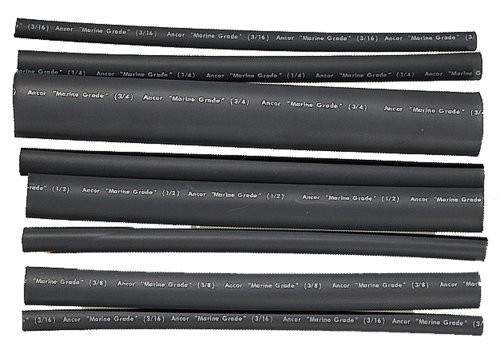 Product Cover Ancor 301506 Marine Grade Electrical Adhesive Lined Heat Shrink Tubing Kit (3/16 to 3/4-Inch Diameter, 6-Inches Long, Black, 8-Pack)