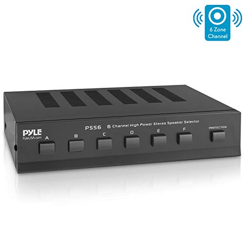 Product Cover Premium New and Improved 6 Zone  Channel Speaker Switch Selector  Switch Box Hub Distribution Box for  Multi Channel High Powered  Stereo Amplifier A/B/C/D Switches | 6 Pairs Of speakers - Pyle (PSS6)