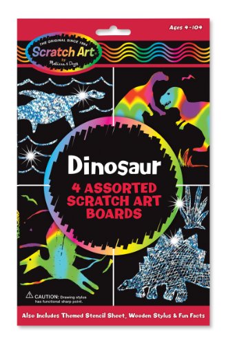 Product Cover Melissa & Doug Scratch Art Activity Kit: Dinosaurs - 4 Holographic Boards
