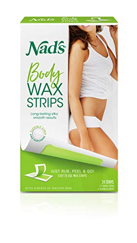 Product Cover Nad's Body Wax Strips - Wax Hair Removal For Women - All Skin Types - At Home Waxing Kit with 24 Waxing Strips + 4 Calming Oil Wipes