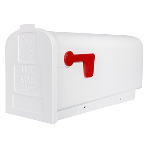 Product Cover Gibraltar Mailboxes Parsons Medium Capacity Rust-Proof Plastic White, Post-Mount Mailbox, PL10W0201