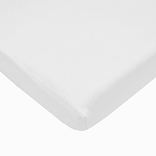 Product Cover American Baby Company 100% Natural Cotton Value Jersey Knit Fitted Portable/Mini-Crib Sheet, White, Soft Breathable, for Boys and Girls, Pack of 1
