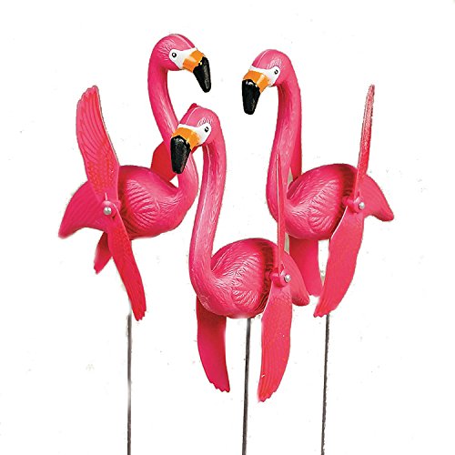 Product Cover Fun Express Mini Pink Flamingos Whirly-gig Twirling Wings Lawn Ornaments (1-Pack of 6)