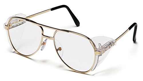 Product Cover Pyramex Pathfinder Aviator Safety Glasses with Gold Frame and Clear Lens