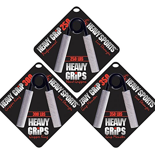Product Cover Heavy Grips Hand Grippers - Set of 3 Non-Slip - 250lb, 300lb, 350lb - Effectively Train Your Hand Grip Strength - Targeted Forearm, Wrist & Hand Exercises - Advanced Hand Grip Strengtheners